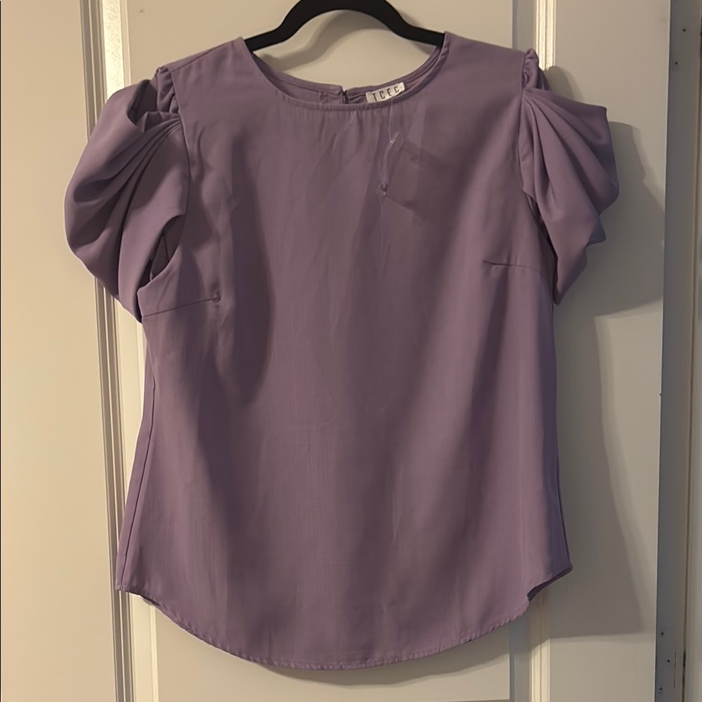Vici Ruffled Purple Short Sleeve Blouse